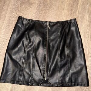 Free People Black Faux Leather Mini Skirt
